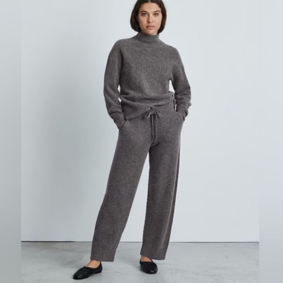 Everlane Pants - NWOT Everlane The Cozy Stretch Wide Leg Wool Yak Hair Blend Pants Charcoal Gray